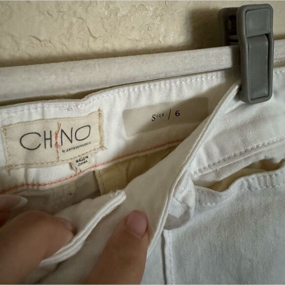 Anthropologie Chino Wide Leg Crop Pants Sz 6 High‎ Rise White Cream - Picture 8 of 9
